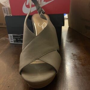 Taupe wedge heel